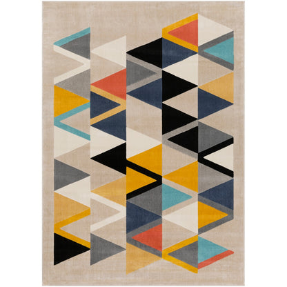 DELANEY Scandi Geometric Taupe Area Rug Flat