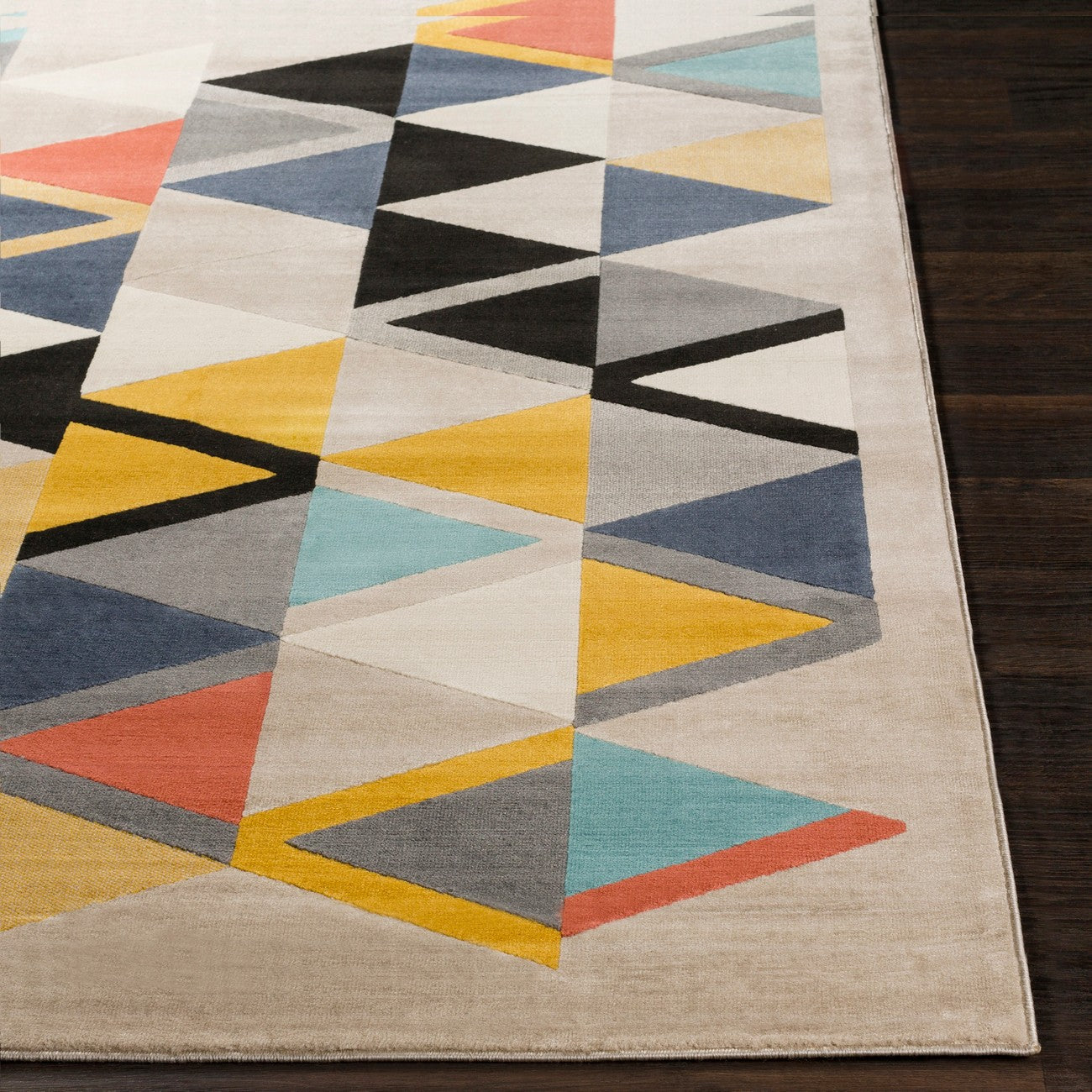 DELANEY Scandi Geometric Taupe Area Rug Front