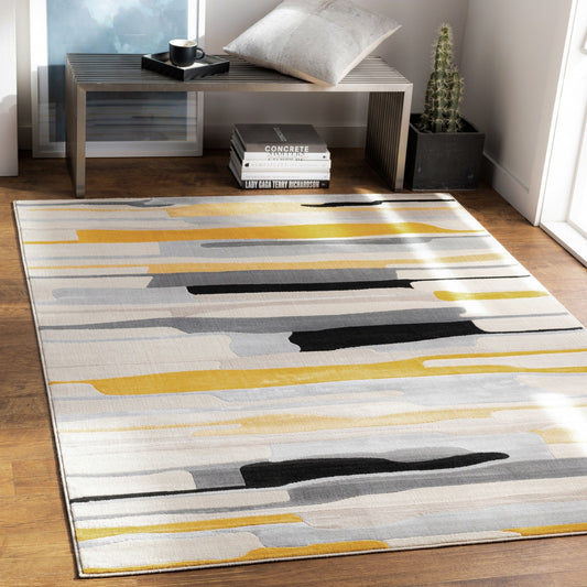 ANAIS Scandi Modern Mustard/Ivory Area Rug Roomscene