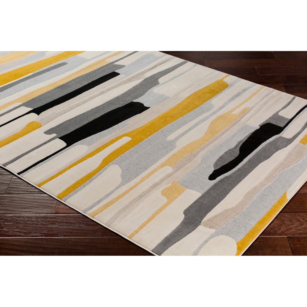 ANAIS Scandi Modern Mustard/Ivory Area Rug Corner