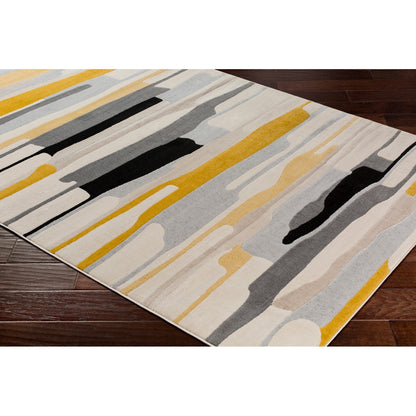 ANAIS Scandi Modern Mustard/Ivory Area Rug Corner