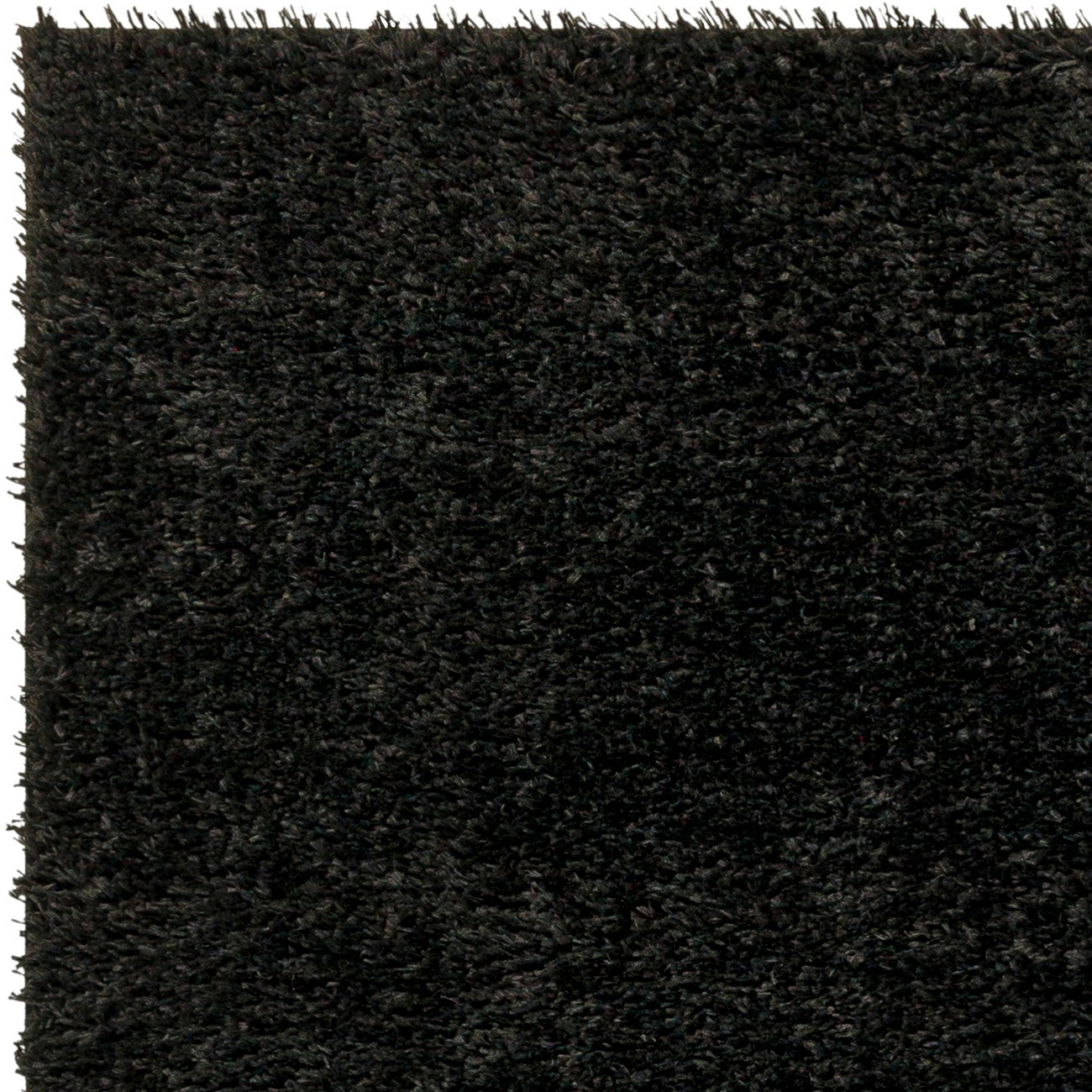 CLAIRE Round Shaggy Solid Color Plush Pile Black Area Rug Black Zoom