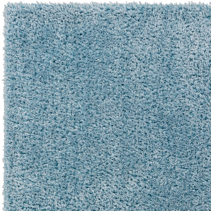 CLAIRE Shaggy Solid Color Plush Pile Denim Area Rug Blue Zoom
