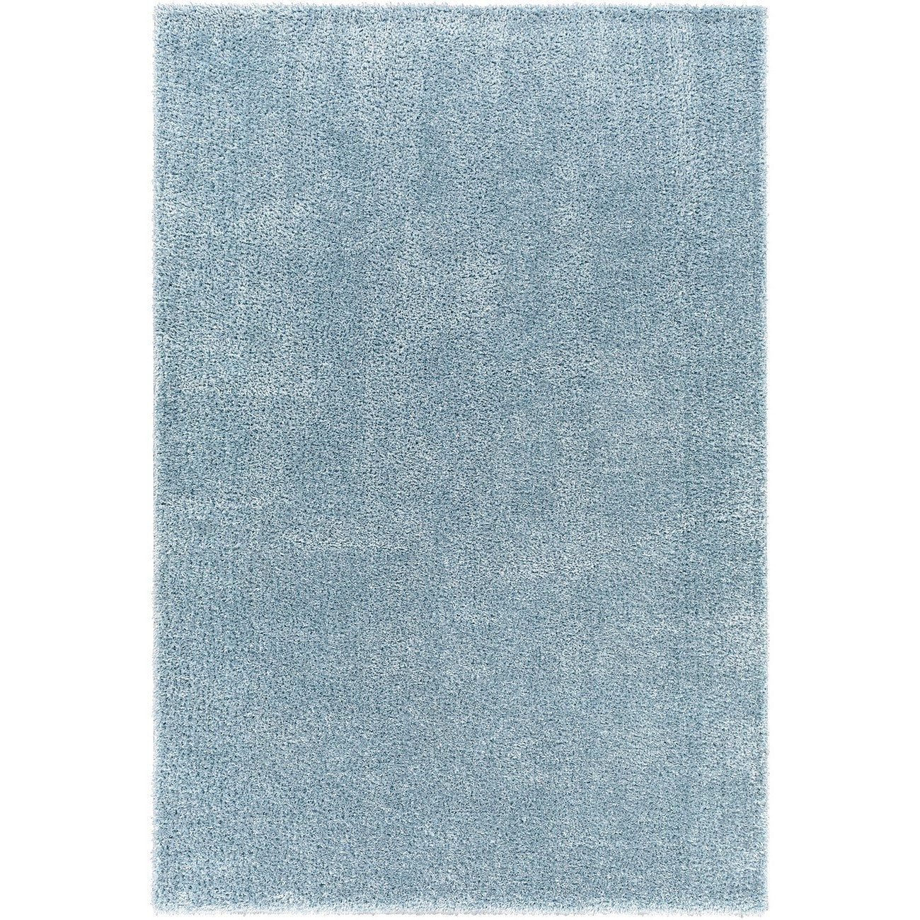 CLAIRE Shaggy Solid Color Plush Pile Denim Area Rug Blue Flat