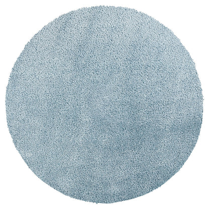 CLAIRE Shaggy Solid Color Plush Pile Denim Area Rug Blue Color Checker