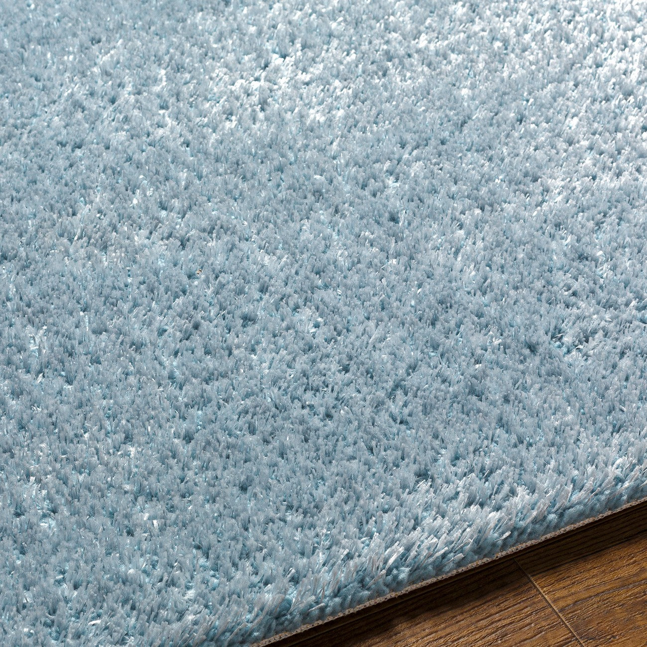 CLAIRE Shaggy Solid Color Plush Pile Denim Area Rug Blue Texture
