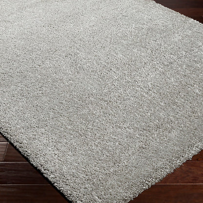 CLAIRE Round Shaggy Solid Color Plush Pile Dark Grey Area Rug Corner