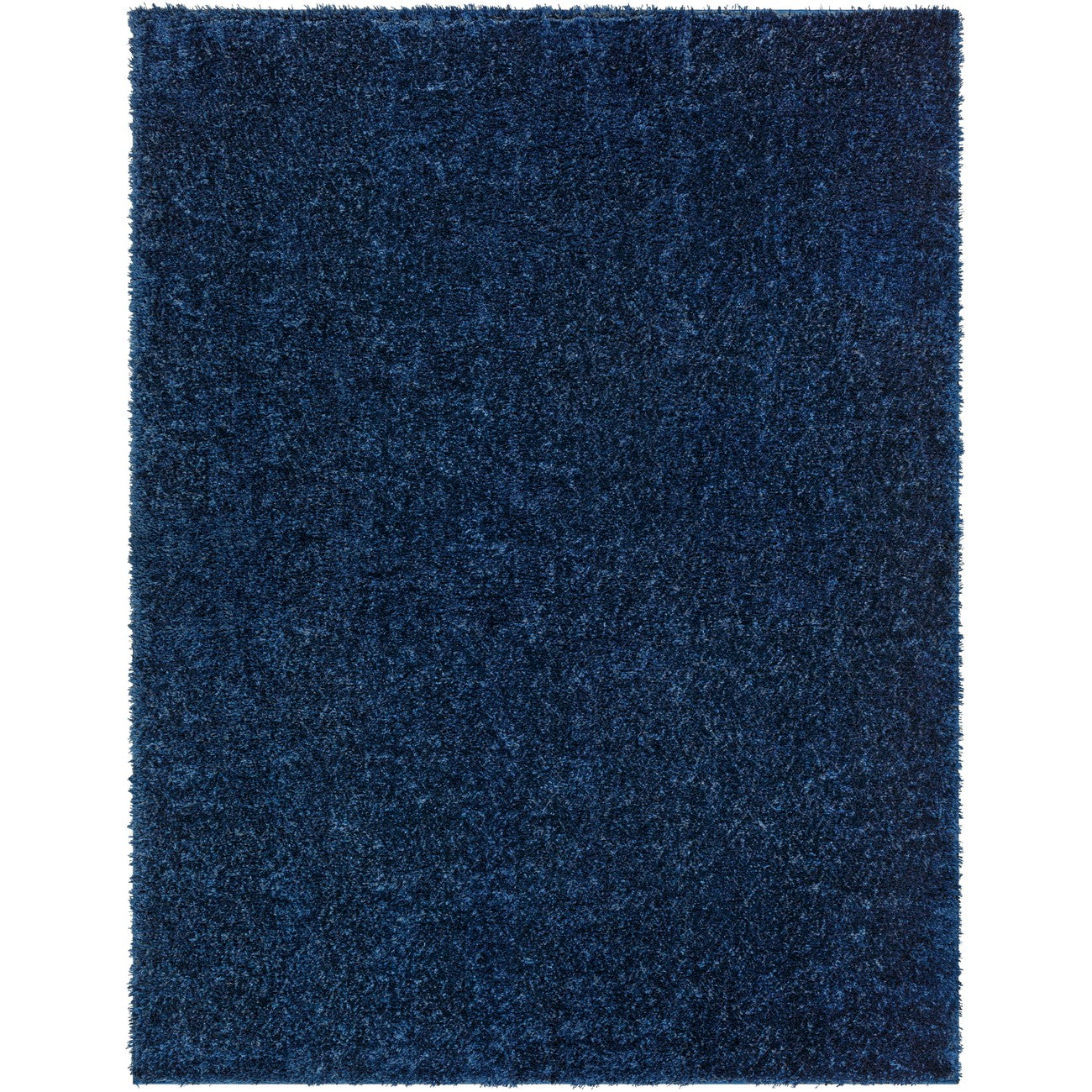 CLAIRE Round Shaggy Solid Color Plush Pile Cobalt Blue Area Rug Flat