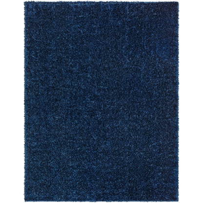 CLAIRE Round Shaggy Solid Color Plush Pile Cobalt Blue Area Rug Flat