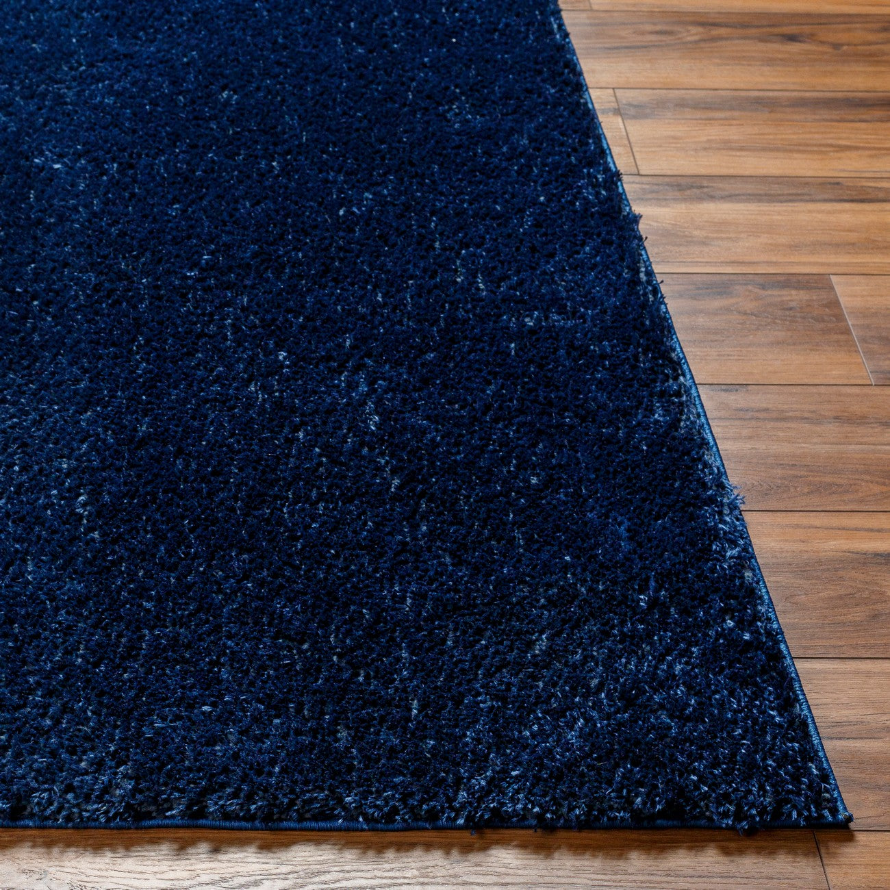 CLAIRE Round Shaggy Solid Color Plush Pile Cobalt Blue Area Rug Front