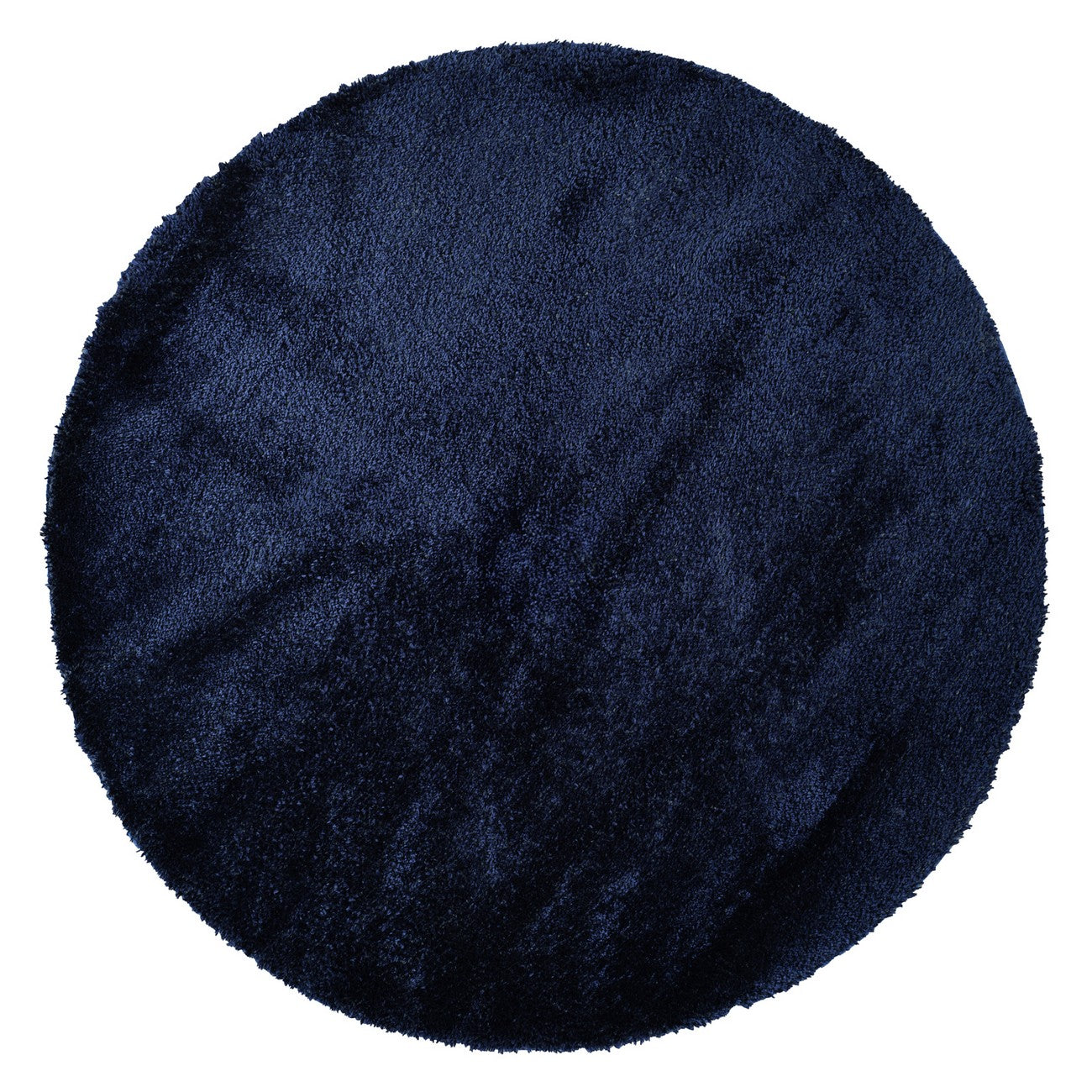 CLAIRE Round Shaggy Solid Color Plush Pile Cobalt Blue Area Rug Flat
