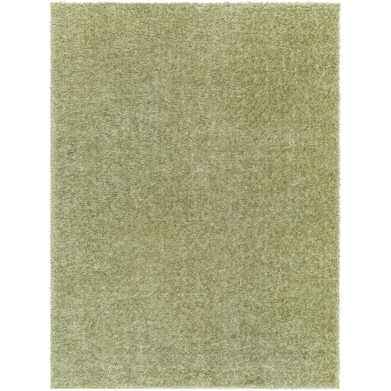 CLAIRE Round Shaggy Solid Color Plush Pile Moss Green Area Rug Flat