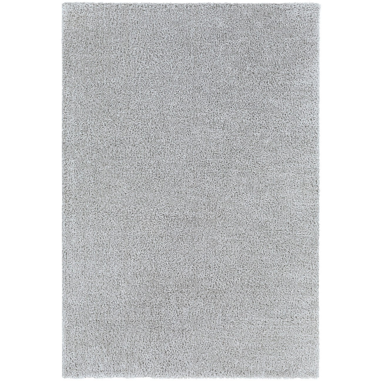 CLAIRE Round Shaggy Solid Color Plush Pile Grey Area Rug Flat