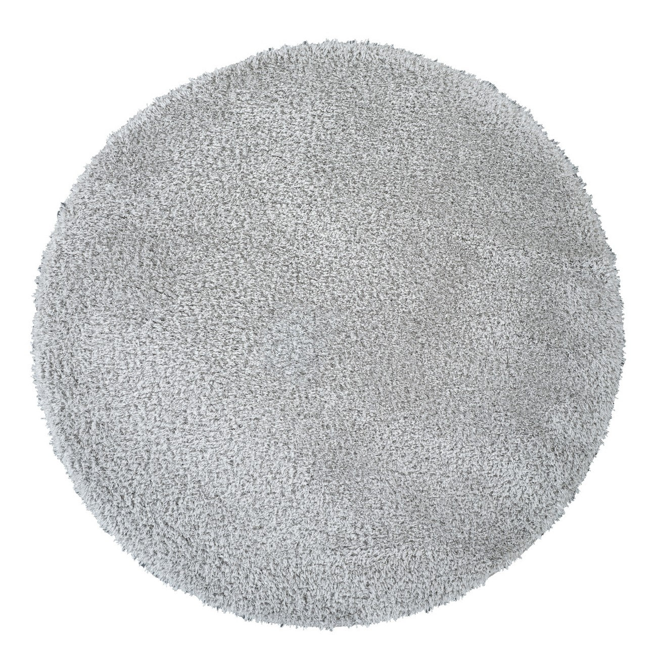 CLAIRE Round Shaggy Solid Color Plush Pile Grey Area Rug Flat