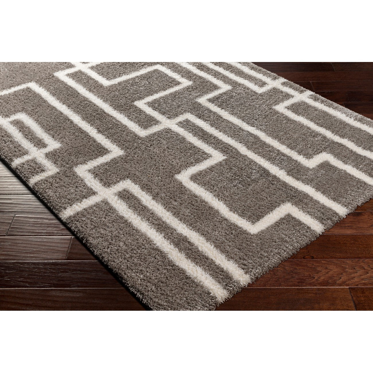 SCARTLETT Shaggy Modern Plush Pile Dark Grey Area Rug Corner