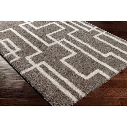 SCARTLETT Shaggy Modern Plush Pile Dark Grey Area Rug Corner