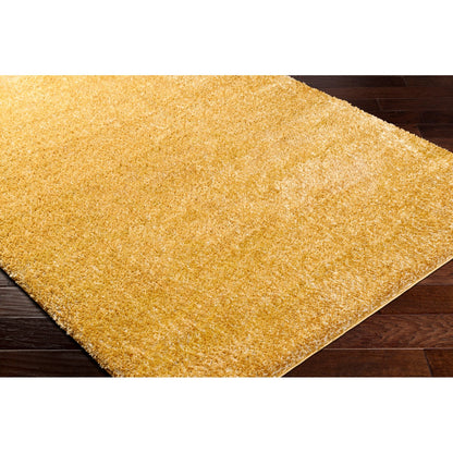 CLAIRE Round Shaggy Solid Color Plush Pile Mustard Area Rug Corner