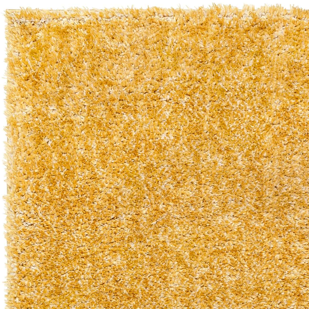 CLAIRE Round Shaggy Solid Color Plush Pile Mustard Area Rug Zoom