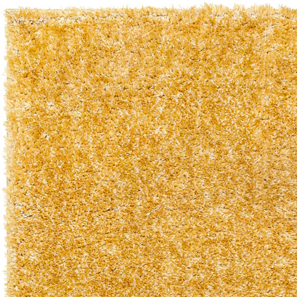 CLAIRE Round Shaggy Solid Color Plush Pile Mustard Area Rug Zoom