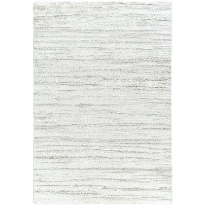 ADLEY Round Shaggy Modern Plush Pile Light Grey Area Rug Flat