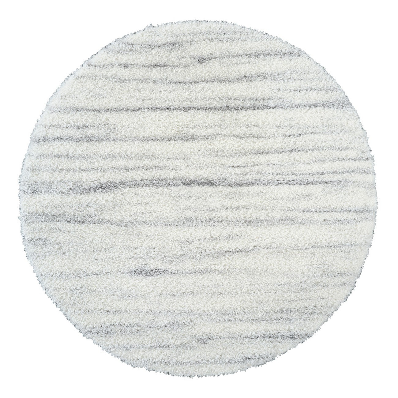 ADLEY Round Shaggy Modern Plush Pile Light Grey Area Rug Flat
