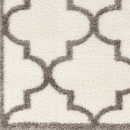ELLIE Shaggy Cottage Plush Pile Ivory Area Rug Swatch