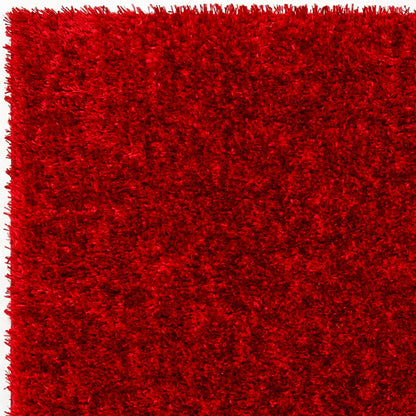 CLAIRE Round Shaggy Solid Color Plush Pile Cherry Area Rug Zoom