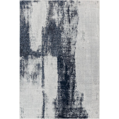 DAISY Abstract Modern Marble Blue Area Rug Flat