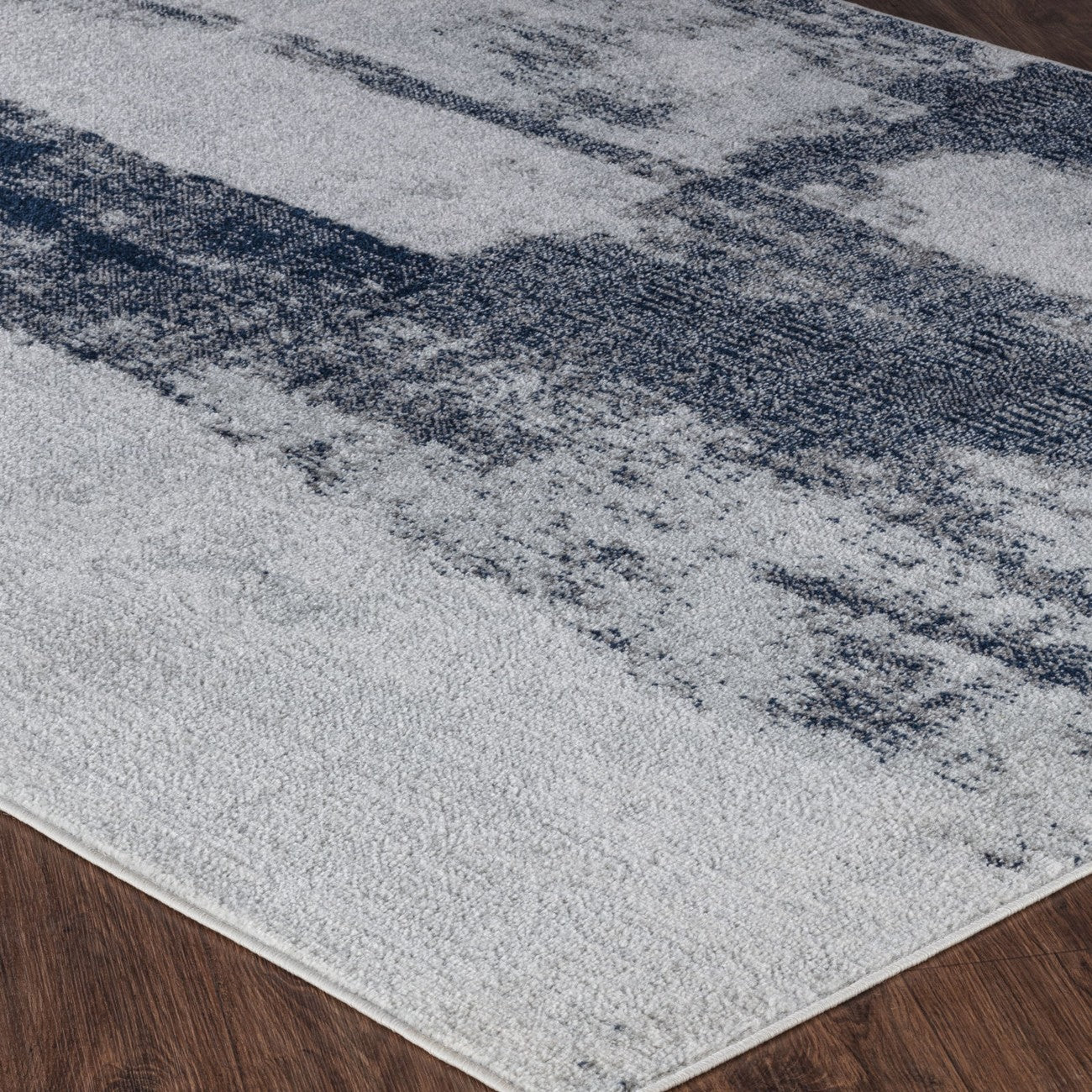 DAISY Abstract Modern Marble Blue Area Rug Corner