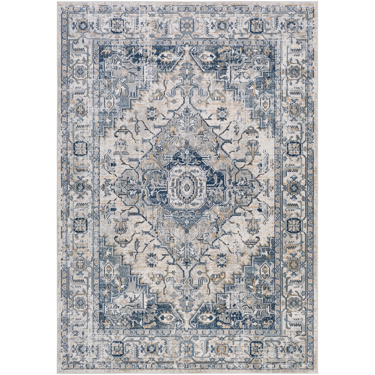 DALILA Vintage Traditional Oriental Boho Dark Blue Area Rug Flat