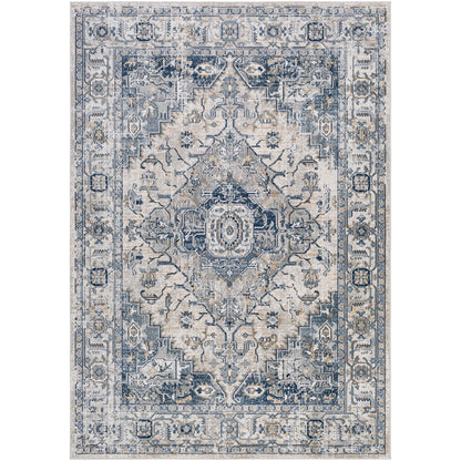DALILA Vintage Traditional Oriental Boho Dark Blue Area Rug Flat