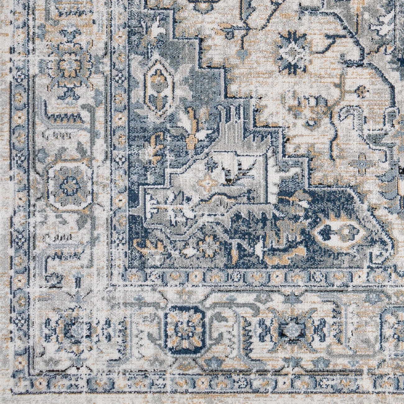 DALILA Vintage Traditional Oriental Boho Dark Blue Area Rug Swatch