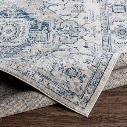 DALILA Vintage Traditional Oriental Boho Dark Blue Area Rug Fold