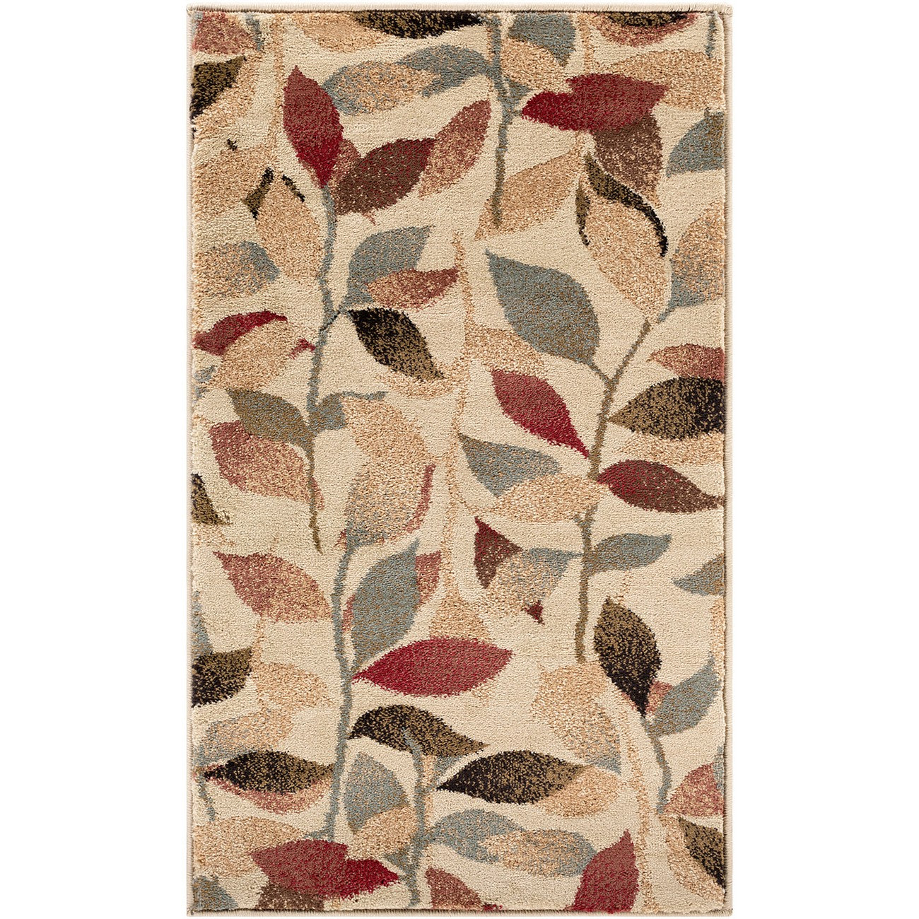 DAMALI Scandi Modern White/Dark Red Area Rug Flat