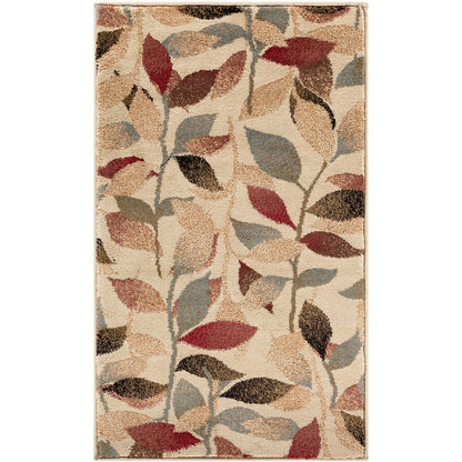 DAMALI Scandi Modern White/Dark Red Area Rug Flat