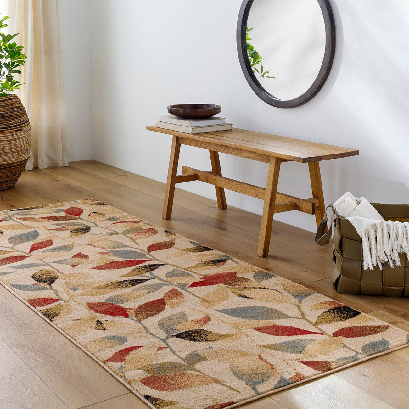 DAMALI Scandi Modern White/Dark Red Area Rug Roomscene