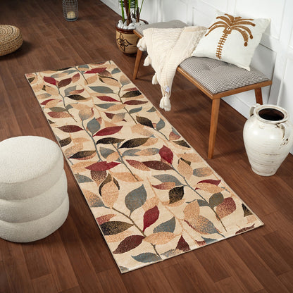 DAMALI Scandi Modern White/Dark Red Area Rug Roomscene