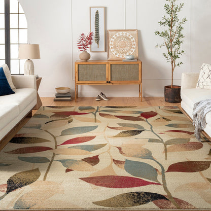 DAMALI Scandi Modern White/Dark Red Area Rug Roomscene