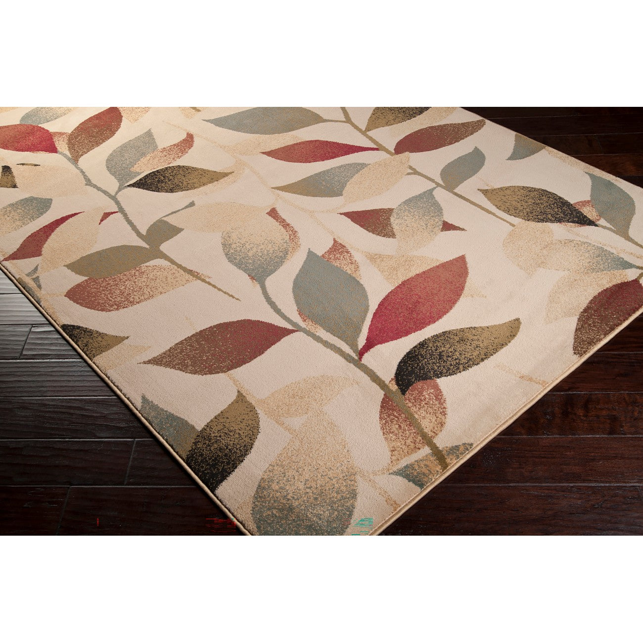 DAMALI Scandi Modern White/Dark Red Area Rug Corner