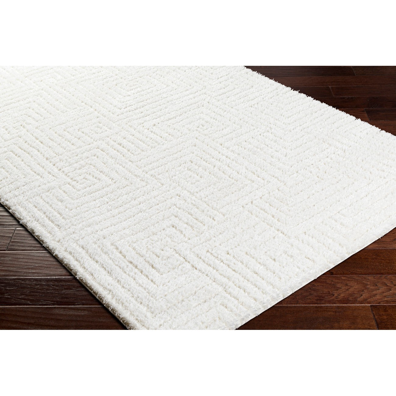 DARIANA Shaggy Modern Plush Pile Ivory Area Rug Corner