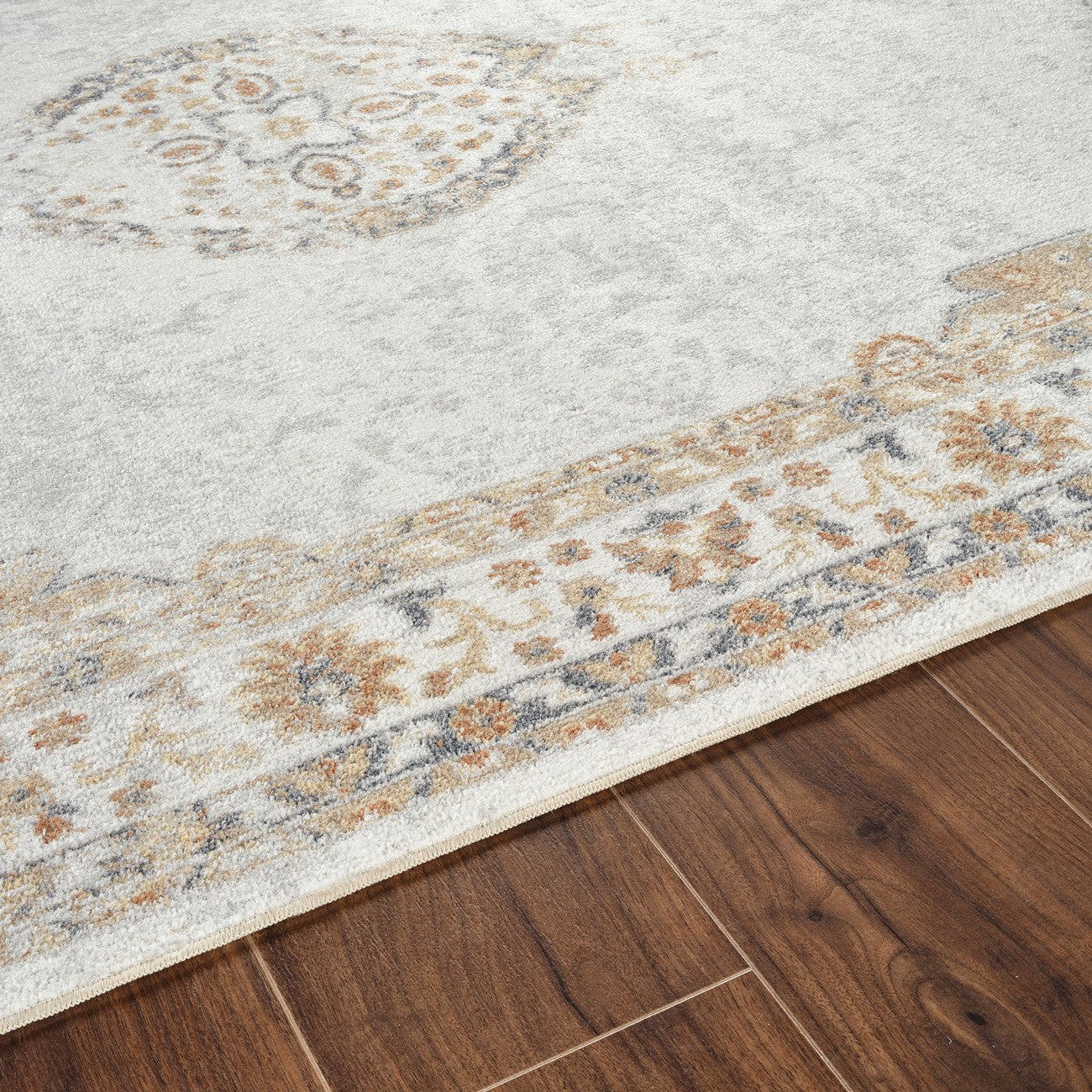 DEEPIKA Machine Washable Traditional Boho Grey/Brown Area Rug Texture