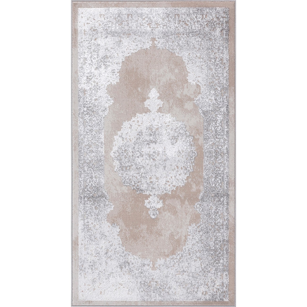 DEFNE Vintage Traditional Oriental Boho Beige/White Area Rug Flat