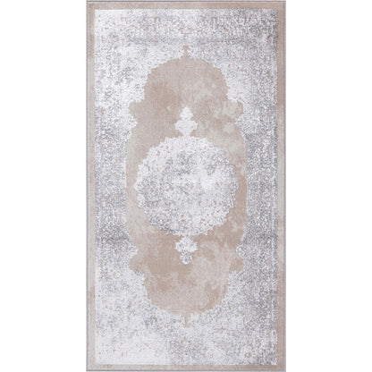 DEFNE Vintage Traditional Oriental Boho Beige/White Area Rug Flat