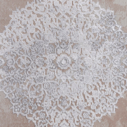 DEFNE Vintage Traditional Oriental Boho Beige/White Area Rug Swatch