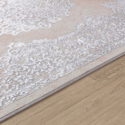 DEFNE Vintage Traditional Oriental Boho Beige/White Area Rug Texture