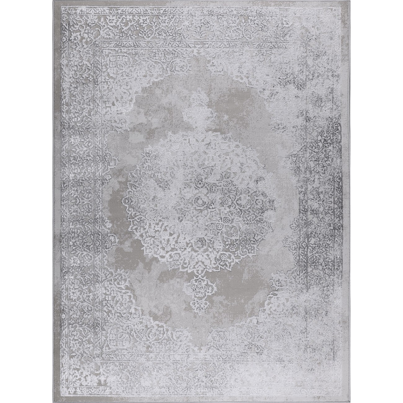 DEFNE Vintage Traditional Oriental Boho White/Grey Area Rug Flat