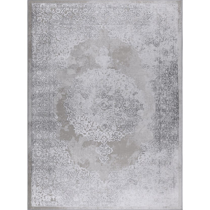 DEFNE Vintage Traditional Oriental Boho White/Grey Area Rug Flat
