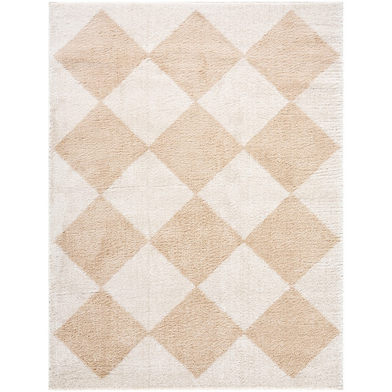 DELINE Machine Washable Modern Shaggy Beige Area Rug Flat