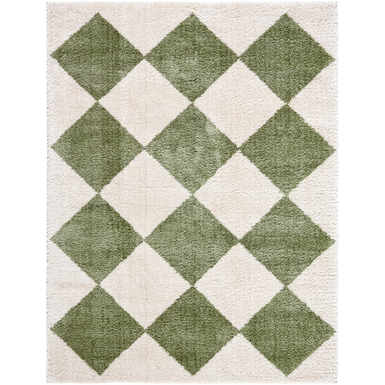 DELINE Machine Washable Modern Shaggy Grass Green Area Rug Flat