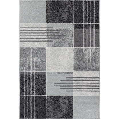 DENISE Scandi Geometric Black Area Rug Flat